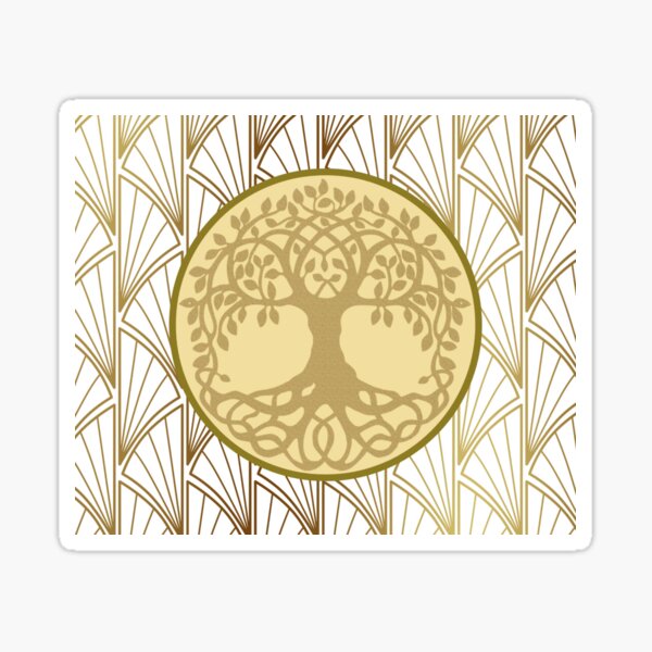 "Fan Out ! White And Gold Tree Of Life..." Sticker for Sale by