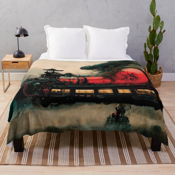 Item preview, Steampunk Flying Train Ukiyo-e Style, Cyberpunk Oil Painting, Wraith Smoke designed and sold by tronictees.