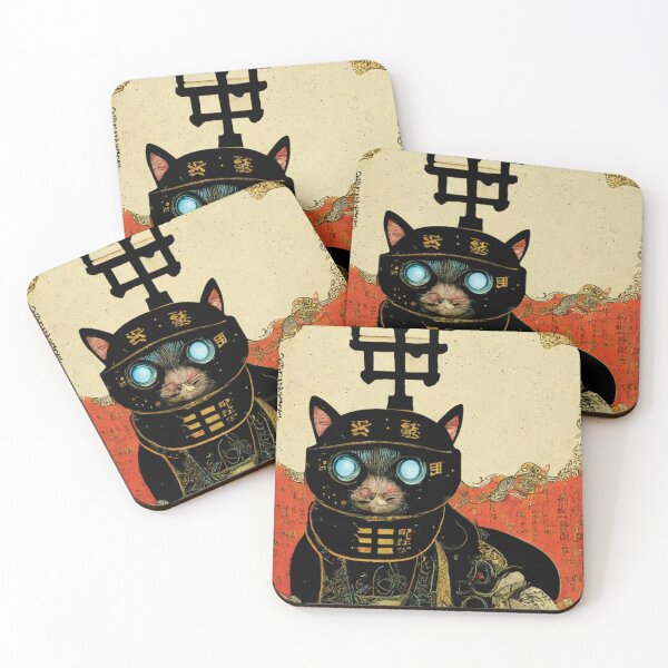 Item preview, Steampunk kitty cyberpunk Ukiyo-e Japanese style  designed and sold by tronictees.