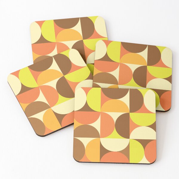 Item preview,  Mid Century Modern Half circles pattern in yellow, orange and brown  designed and sold by Yasminepatterns .