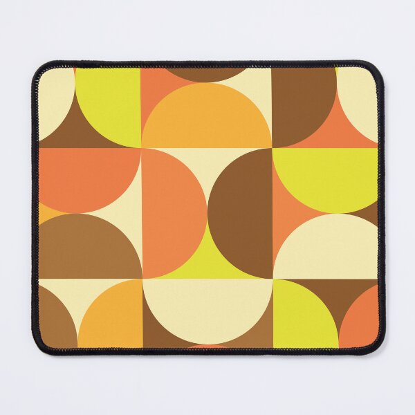 Item preview, Mid Century Modern Half circles pattern in yellow, orange and brown designed and sold by Yasminepatterns .
