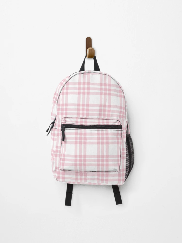 Blush Pink White Tartan Plaid Backpack for Sale by newburyboutique Redbubble