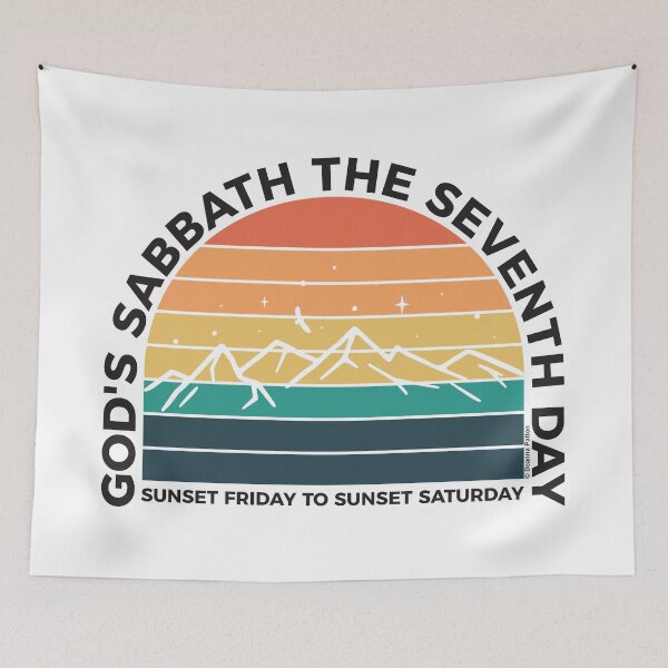 Item preview, God’s Sabbath The Seventh Day - Sunset Friday To Sunset Saturday - Mountains - Black Text -  Adventist Christian designed and sold by DPattonPD.