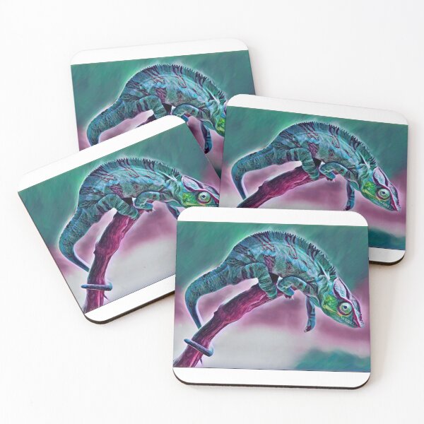 Item preview, Psychedelic Chameleon Gecko Print Portrait designed and sold by TheWildFlix.