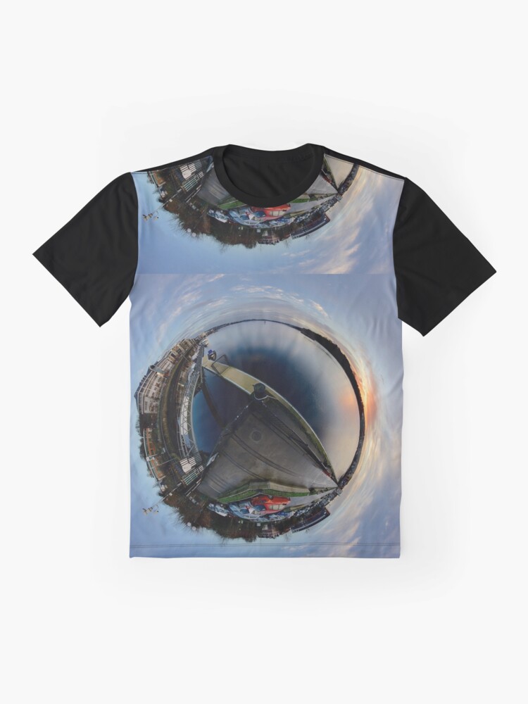 Alternate view of Foyle Marina at Dawn, Stereographic Graphic T-Shirt
