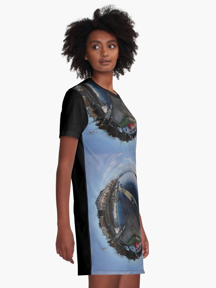 Alternate view of Foyle Marina at Dawn, Stereographic Graphic T-Shirt Dress