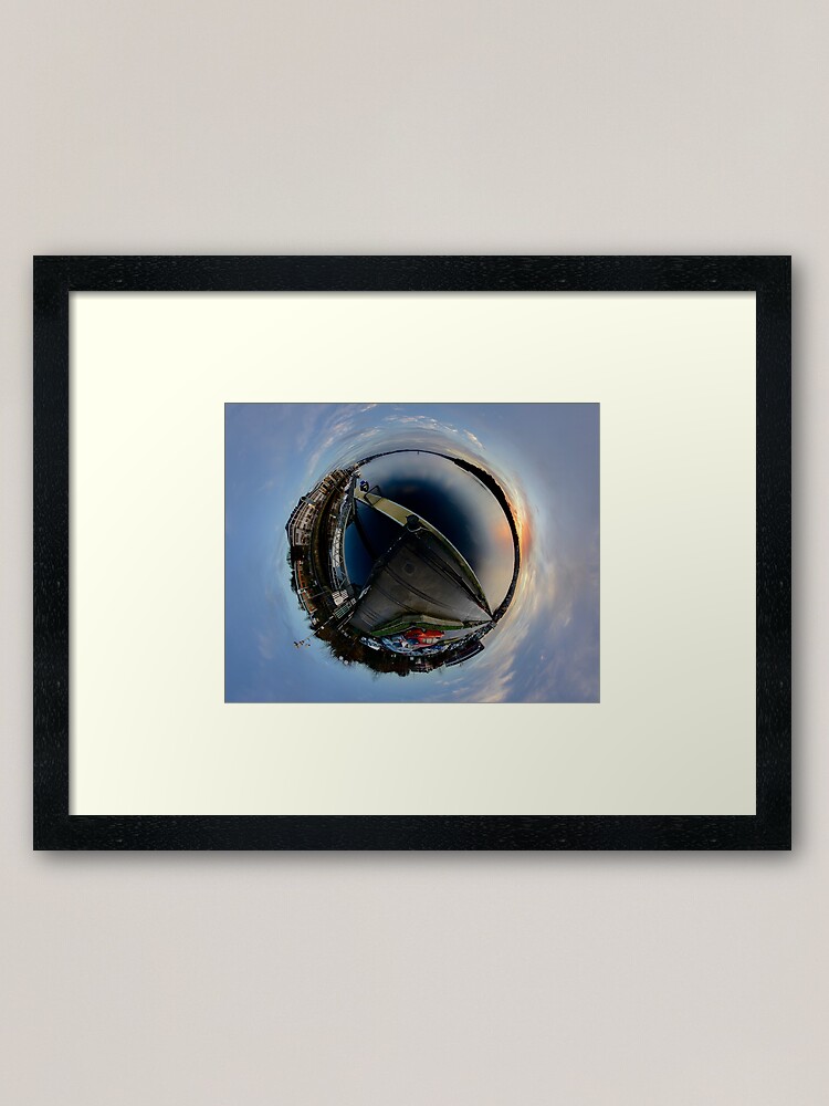 Alternate view of Foyle Marina at Dawn, Stereographic Framed Art Print