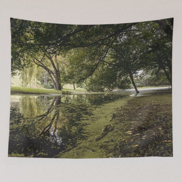 Item preview, /// Hidden Worlds /// Landscape photograph taken under the lush green trees of a quiet creekside designed and sold by Est-Image-Co.