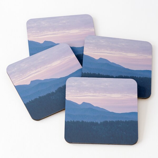Item preview, /// Layers of wild /// Dusk view of mountain range in a pink purple haze, Victoria, Australia designed and sold by Est-Image-Co.
