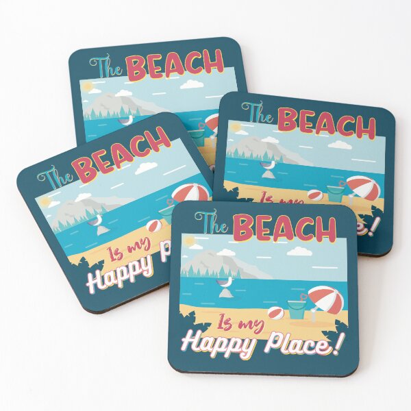 Item preview, The Beach Is My Happy Place! Sand pail umbrella seagull beachball designed and sold by MunsyArt.
