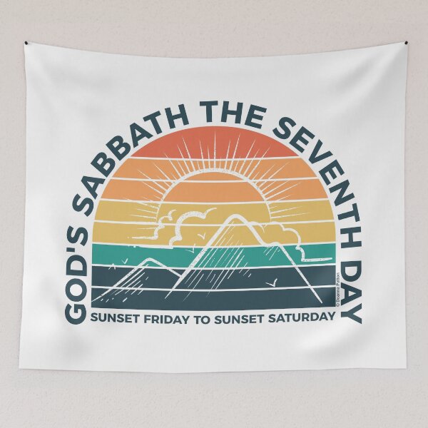 Item preview, God’s Sabbath The Seventh Day - Sunset Friday To Sunset Saturday - Sunset - Blue Text -  Adventist Christian designed and sold by DPattonPD.
