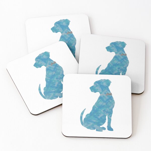 Item preview, Puppy Dog Art, Aqua Blue Abstract Painting with Paint Splatter designed and sold by ArtbyJanaye.