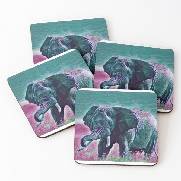 Item preview, Psychedelic Retro Purple Safari Majestic Elephant Animal Wildlife Print designed and sold by TheWildFlix.