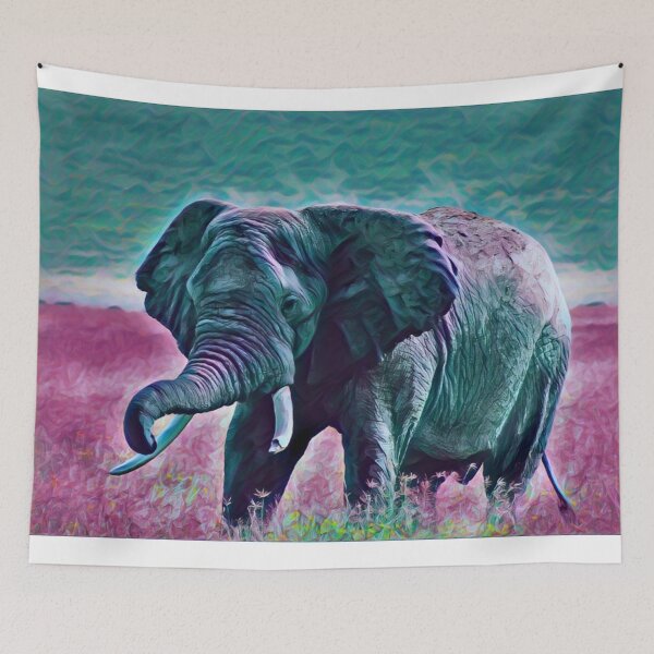 Item preview, Psychedelic Retro Purple Safari Majestic Elephant Animal Wildlife Print designed and sold by TheWildFlix.