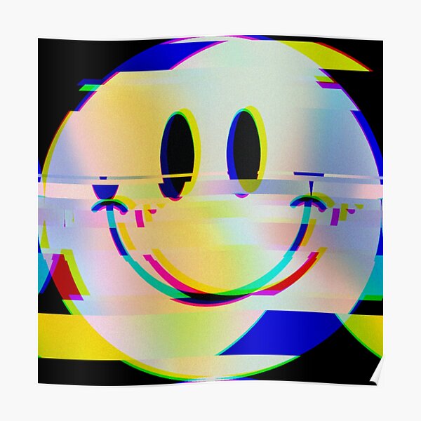 Glitch Smiley Face Posters For Sale Redbubble