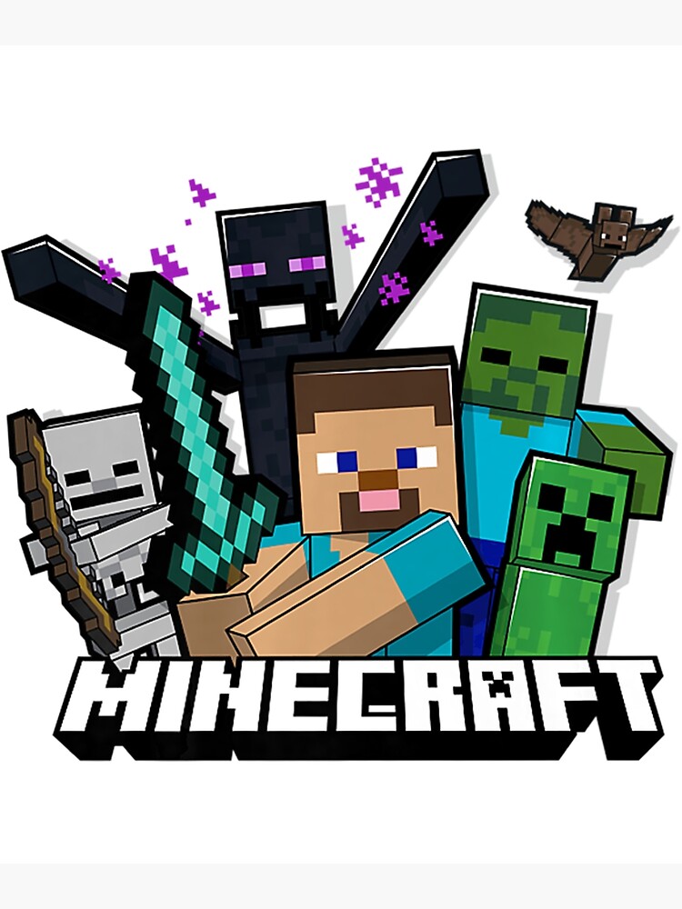 Minecraft Mob Attack Group Logo Art Print For Sale By Gloriousoctet83 Redbubble 