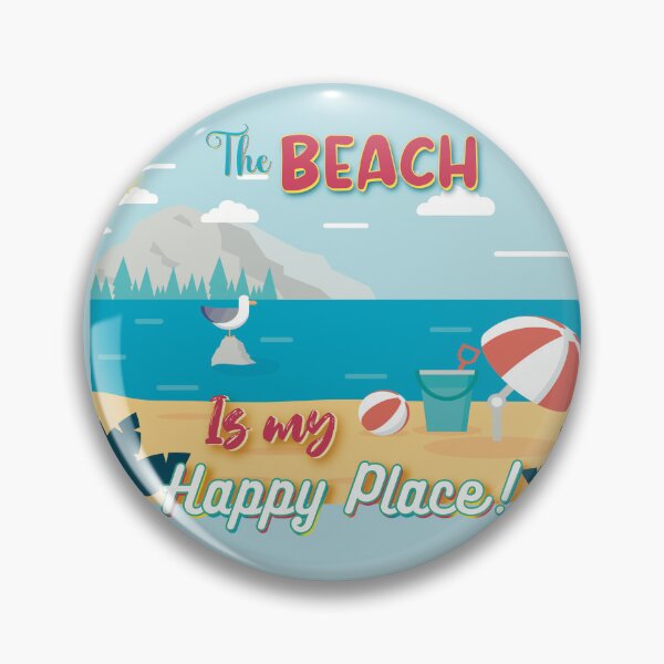 Item preview, The Beach Is My Happy Place! Sand pail umbrella seagull beachball designed and sold by MunsyArt.