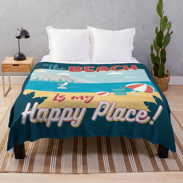 Item preview, The Beach Is My Happy Place! Sand pail umbrella seagull beachball designed and sold by MunsyArt.