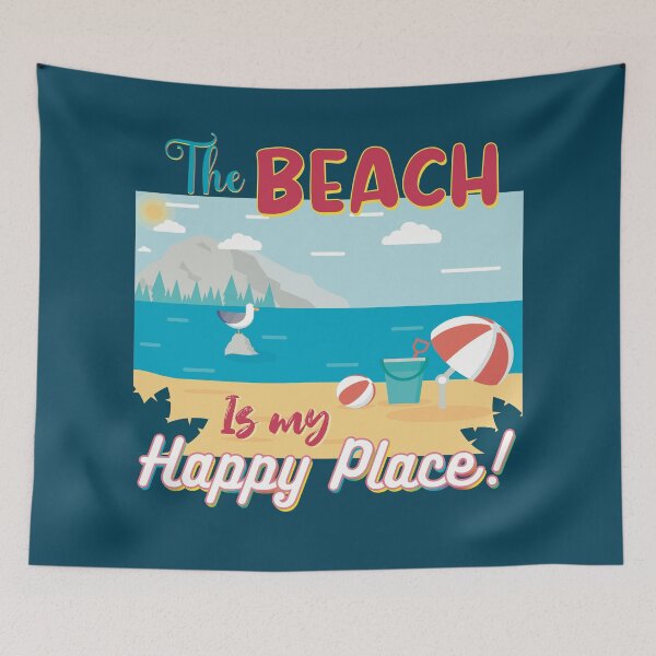 Item preview, The Beach Is My Happy Place! Sand pail umbrella seagull beachball designed and sold by MunsyArt.
