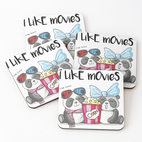 Item preview, I Like Movies Cute Panda Couple Eating Popcorn  designed and sold by Tema EL.