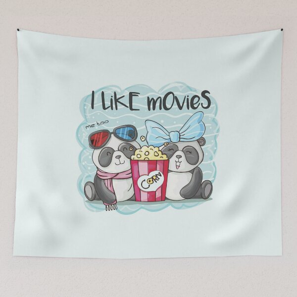 Item preview,  I Like Movies Cute Panda Couple Eating Popcorn  designed and sold by Tema EL.