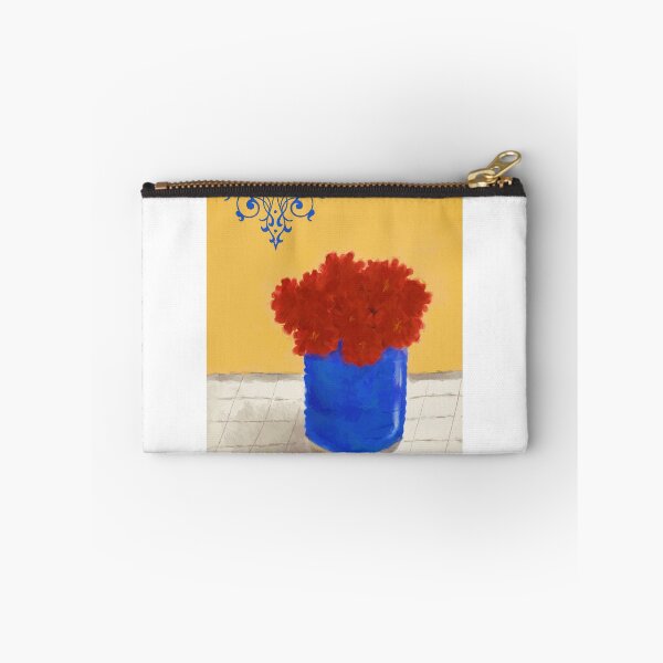 Item preview, Red Mums in a Blue Pot designed and sold by Sarah Countiss.