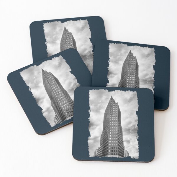 Item preview, Berliner Turm Potsdamer Platz Wolkenkratzer Stadtbild in Schwarzweiß   designed and sold by SnapyLands.