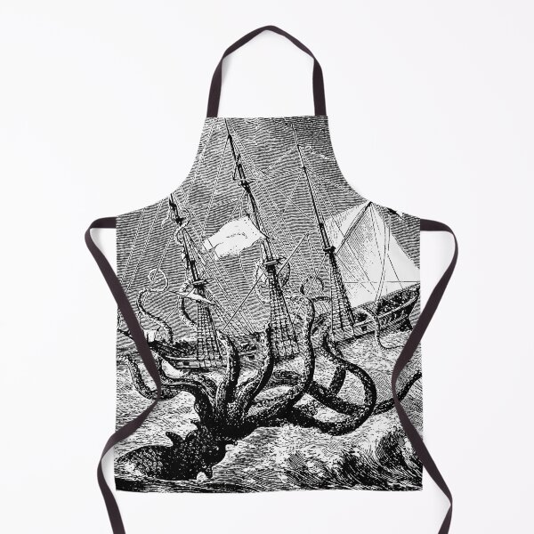 Item preview, Vintage Kraken attacking ship illustration designed and sold by monsterplanet.