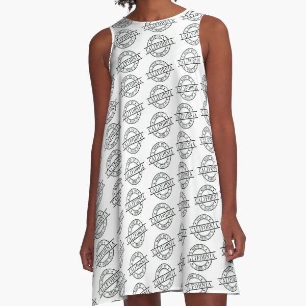 Made In California Stamp Style Logo Symbol Black A-Line Dress