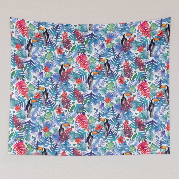 Item preview, Tropical Toucan jungle - white background designed and sold by thealohastudios.