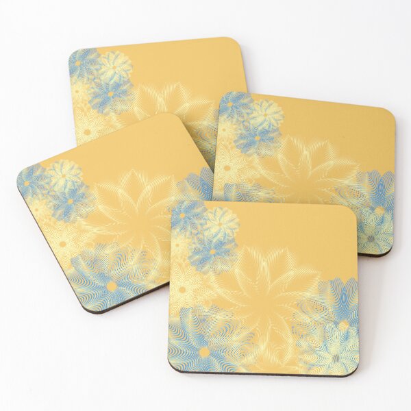 Item preview, Golden Yellow and Blue Abstract Floral designed and sold by DonnaSiggy.