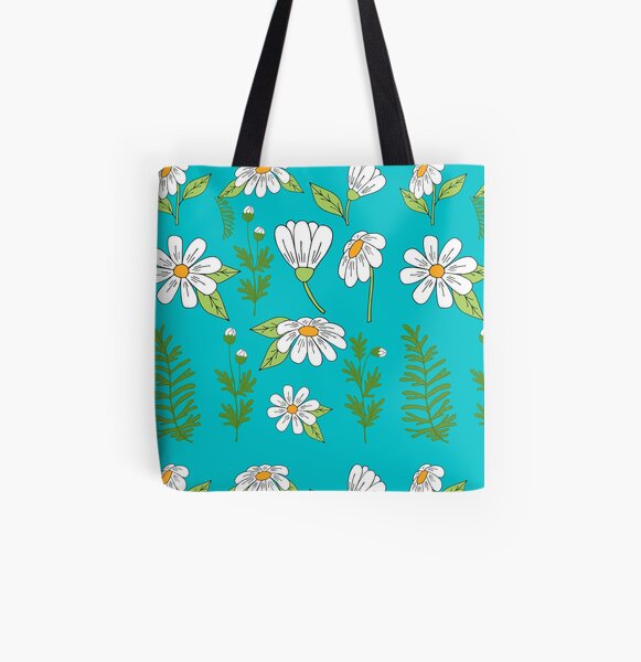 Chamomile Flower Cotton Tote Bag, Shopper's Girls Bag, bridesmaid