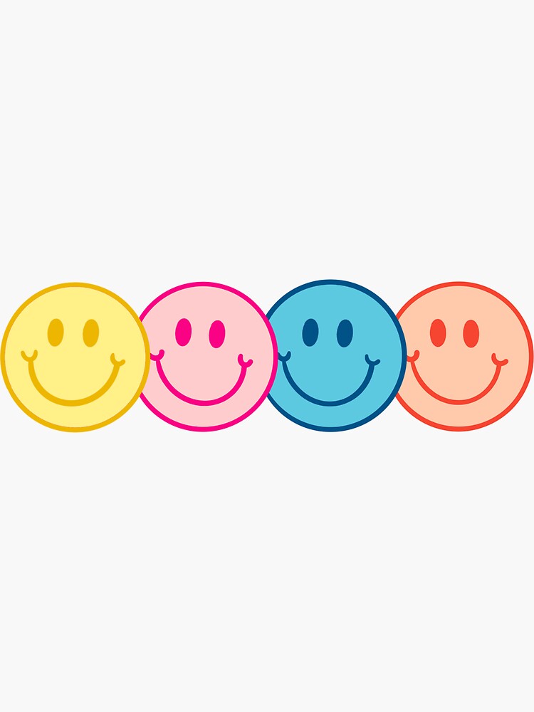 Thumbnail 3 of 3, Sticker, Pastel Smiley Faces designed and sold by emilykcoates.