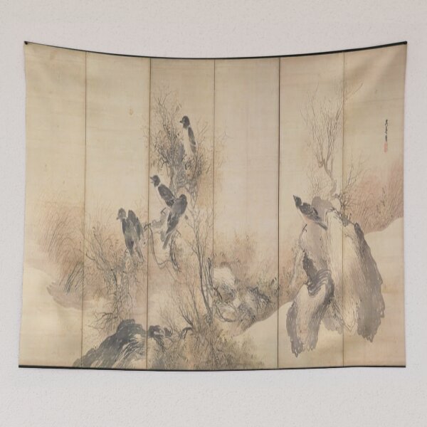Item preview, Beautiful Japanese Art Magpies in Autumn and Heron in Spring designed and sold by Yumede.