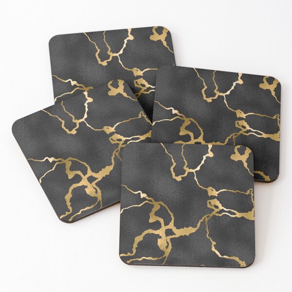 Item preview, Pretty black and gold leather pattern designed and sold by FGCART.