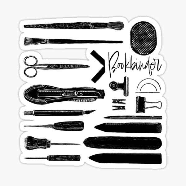 Bookbinder Tools Black & White Sticker