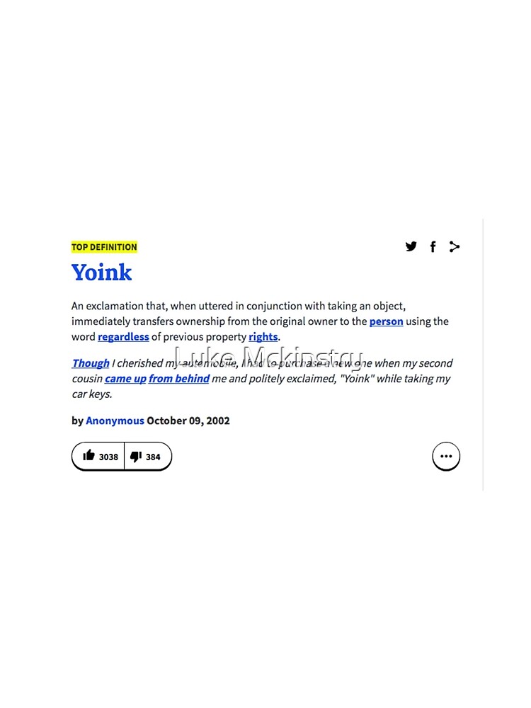 "Urban Dictionary Yoink" Tshirt by Lueshis Redbubble