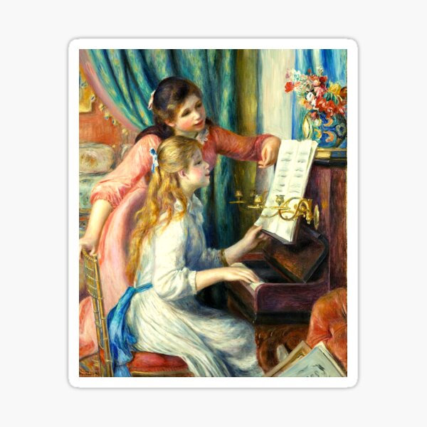 Zwei Junge Mädchen Am Klavier 1892 Auguste Renoir French Art Remakeremastered Sticker Von 