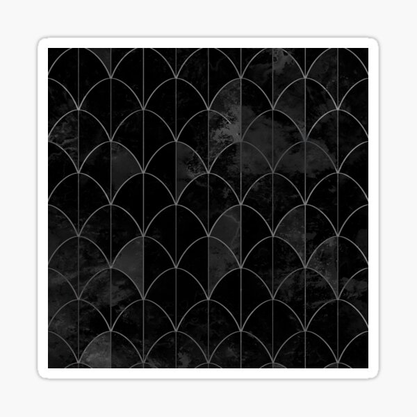 Mermaid scales. Black and white watercolor. Sticker