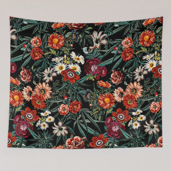 Item preview, Marijuana and Floral Pattern designed and sold by Burcu Korkmazyurek.