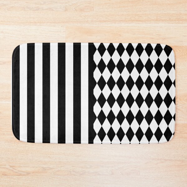 Item preview, Black and White Harlequin Diamonds and Stripes designed and sold by HotHibiscus.