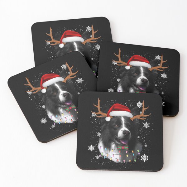 Item preview, Winter Holiday Bordercollie Rein Deer Christmas Santa Hat designed and sold by Barnissim.