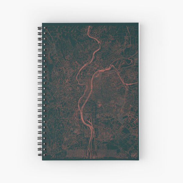 Lyon Map Red Spiral Notebook