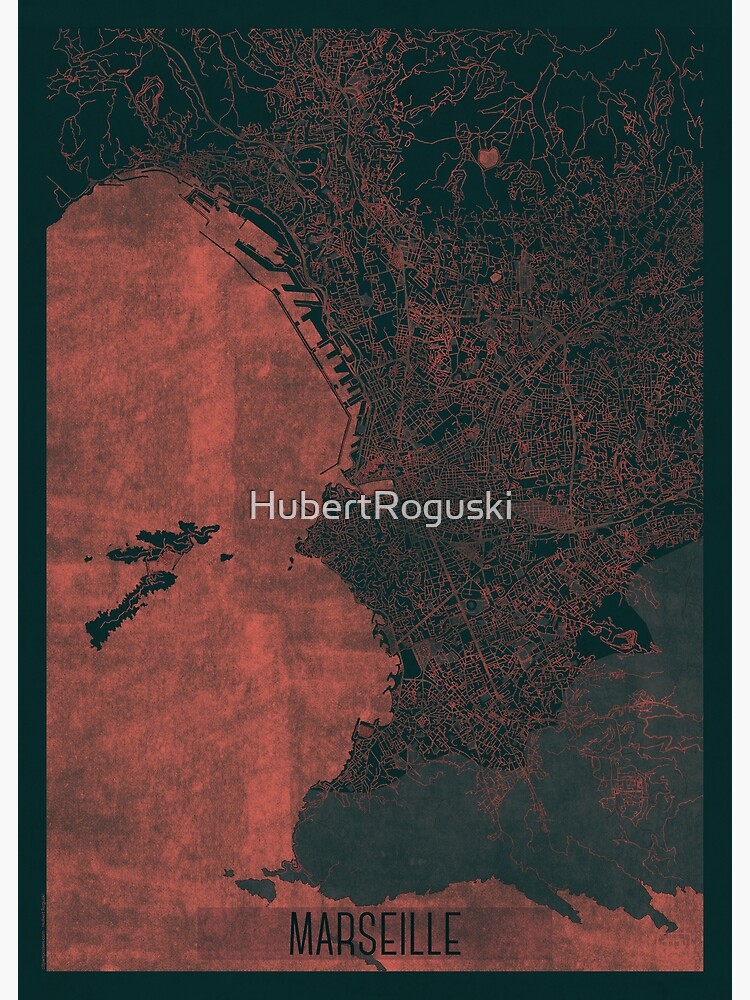 Marseille Map Red by HubertRoguski