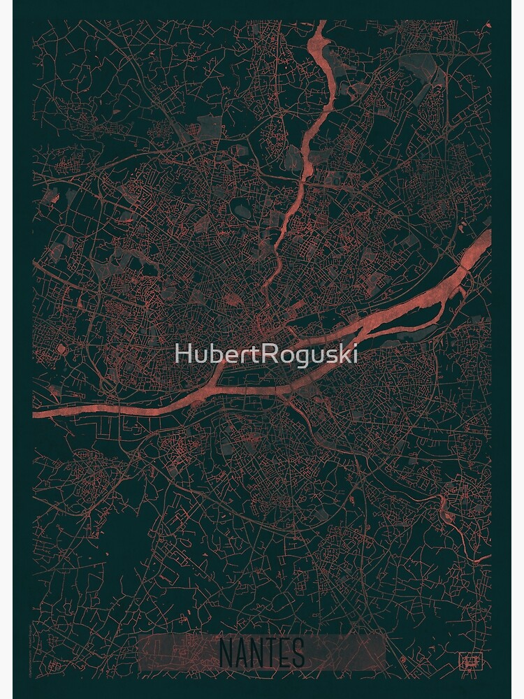 Nantes Map Red by HubertRoguski