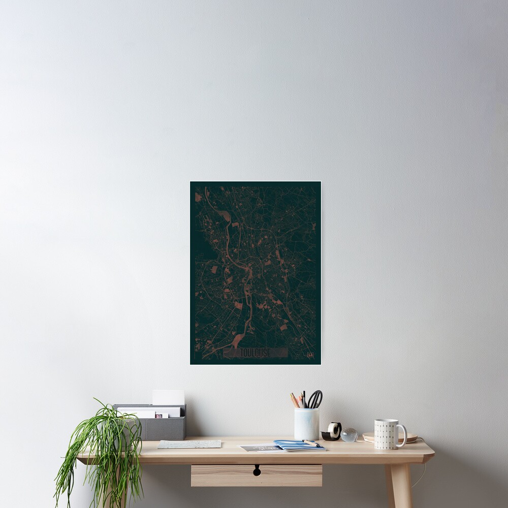 Toulouse Map Red Poster