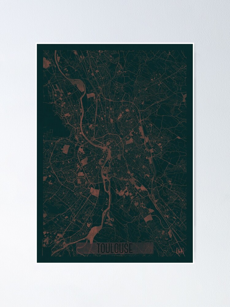 Alternate view of Toulouse Map Red Poster