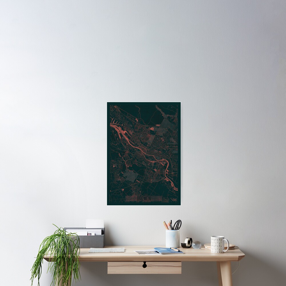 Bremen Map Red Poster