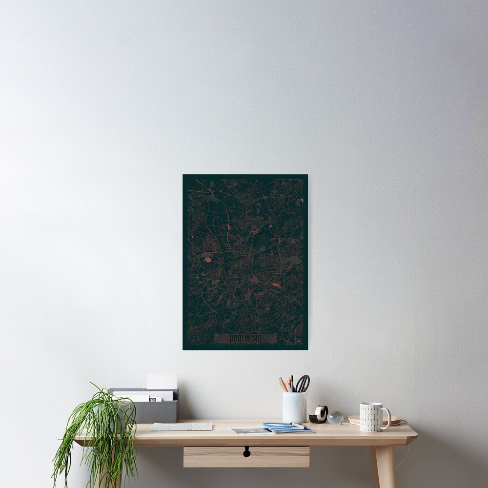 Dortmund Map Red Poster
