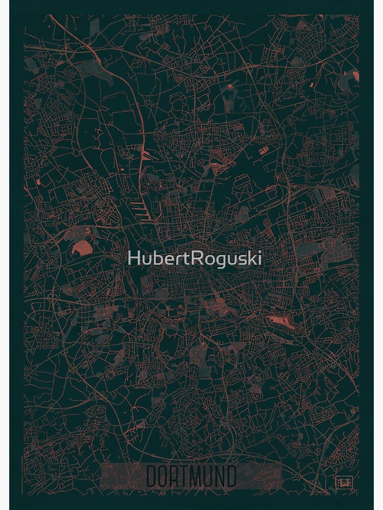 Thumbnail 3 of 3, Poster, Dortmund Map Red designed and sold by HubertRoguski.